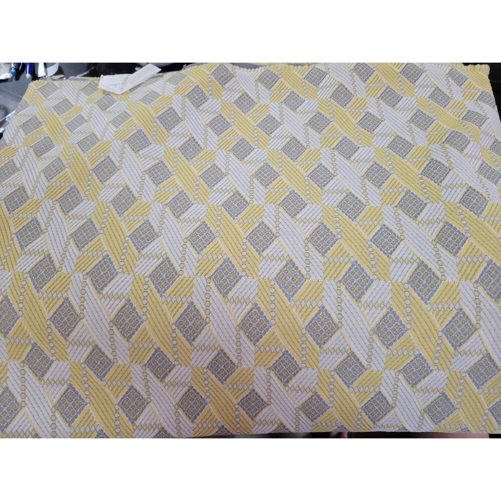 Vintage MCM Yellow Grey White Pattern Fabric Polyester ?
